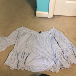Off the shoulder pin striped top from AE
